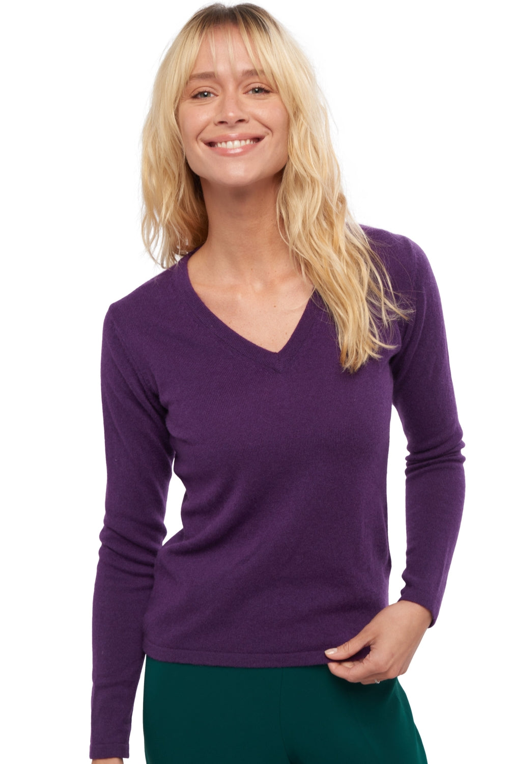 Emma in cashmere for women - vivid violet - Mahogany