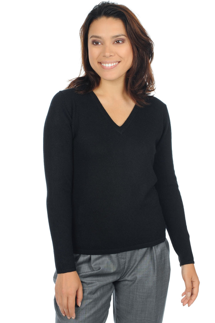 Emma Premium women's cashmere jumper - black - Mahogany