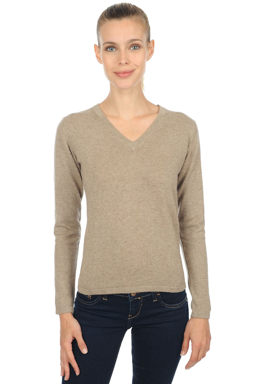 Emma Premium women's cashmere jumper - dolma natural - Mahogany