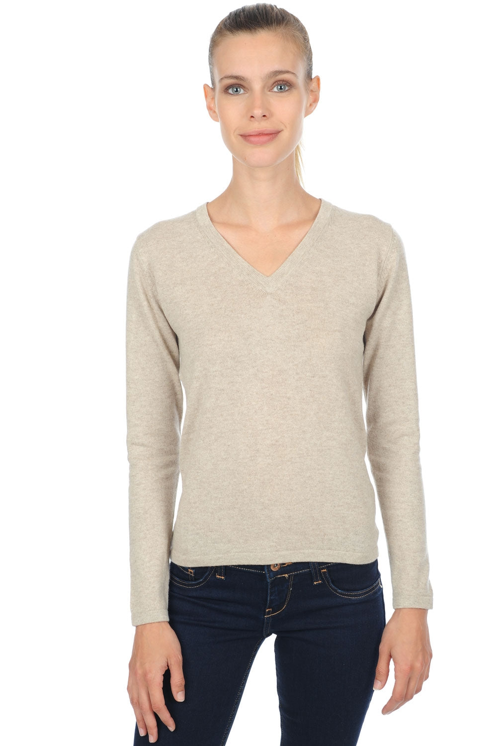 Emma Premium women's cashmere jumper - pema natural - Mahogany