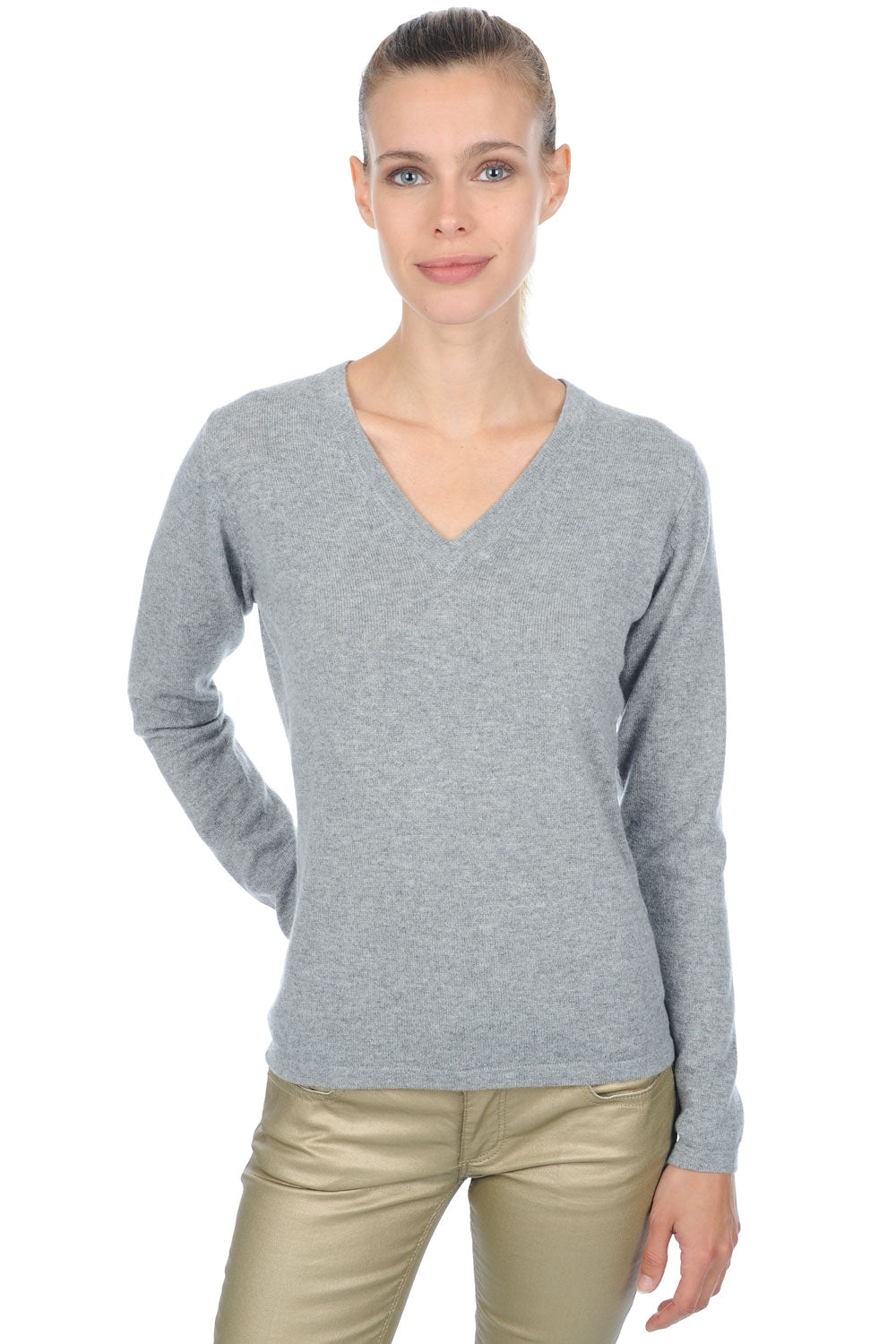 Emma Premium women's cashmere jumper - premium flanell - Mahogany