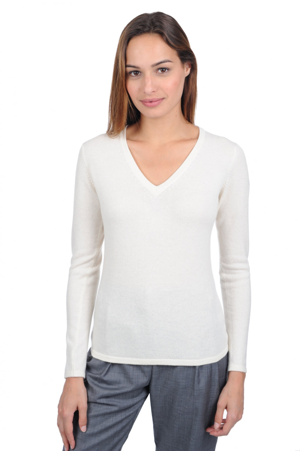Emma Premium women's cashmere jumper - tenzin natural - Mahogany