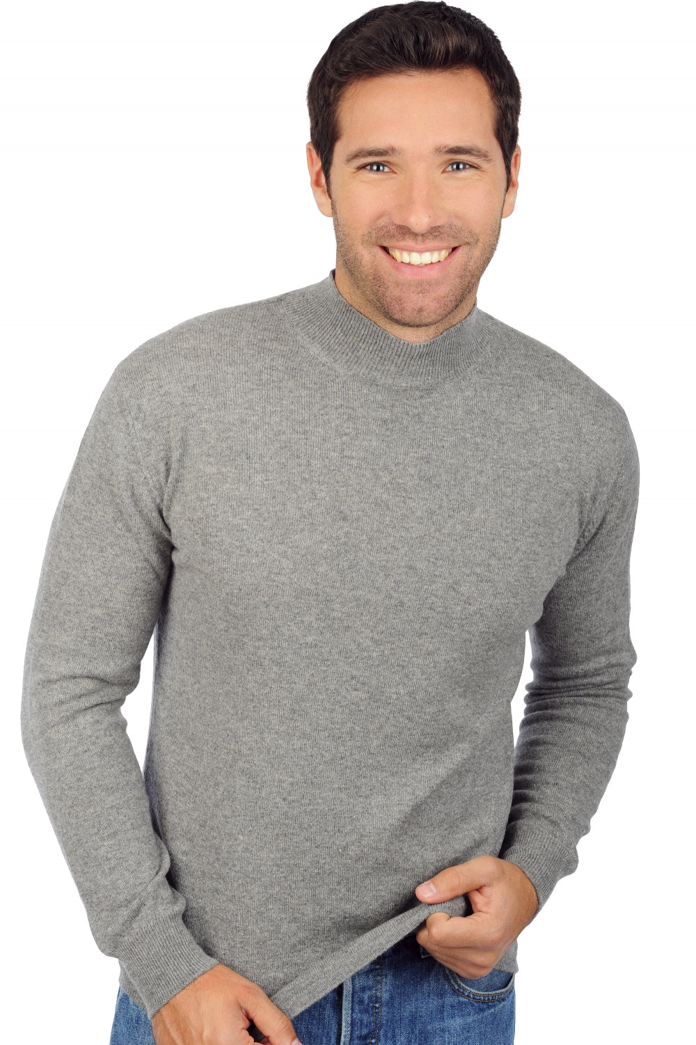 Frederic in cashmere for men - grey marl - Mahogany