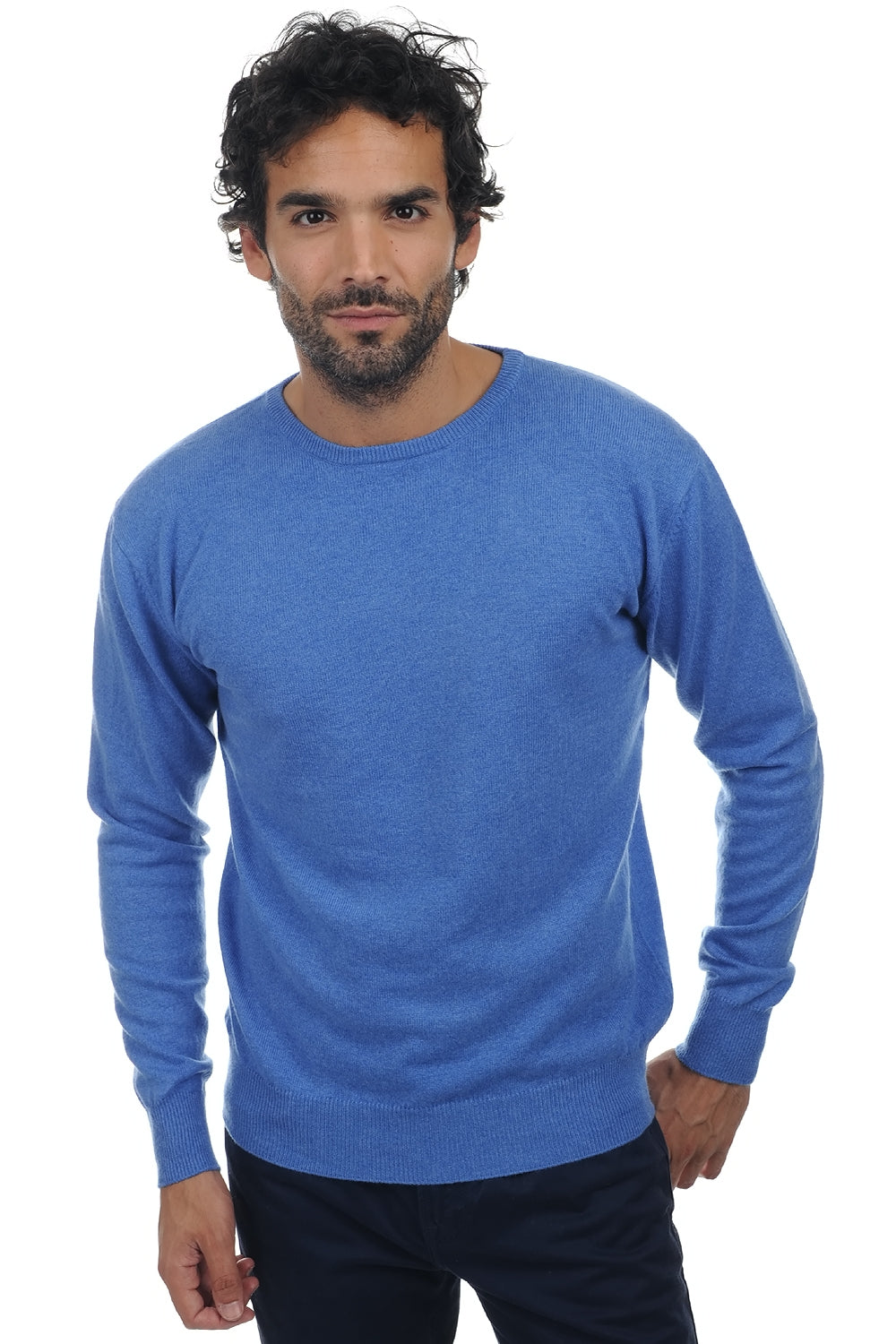Keaton men's cashmere - marl blue - Mahogany