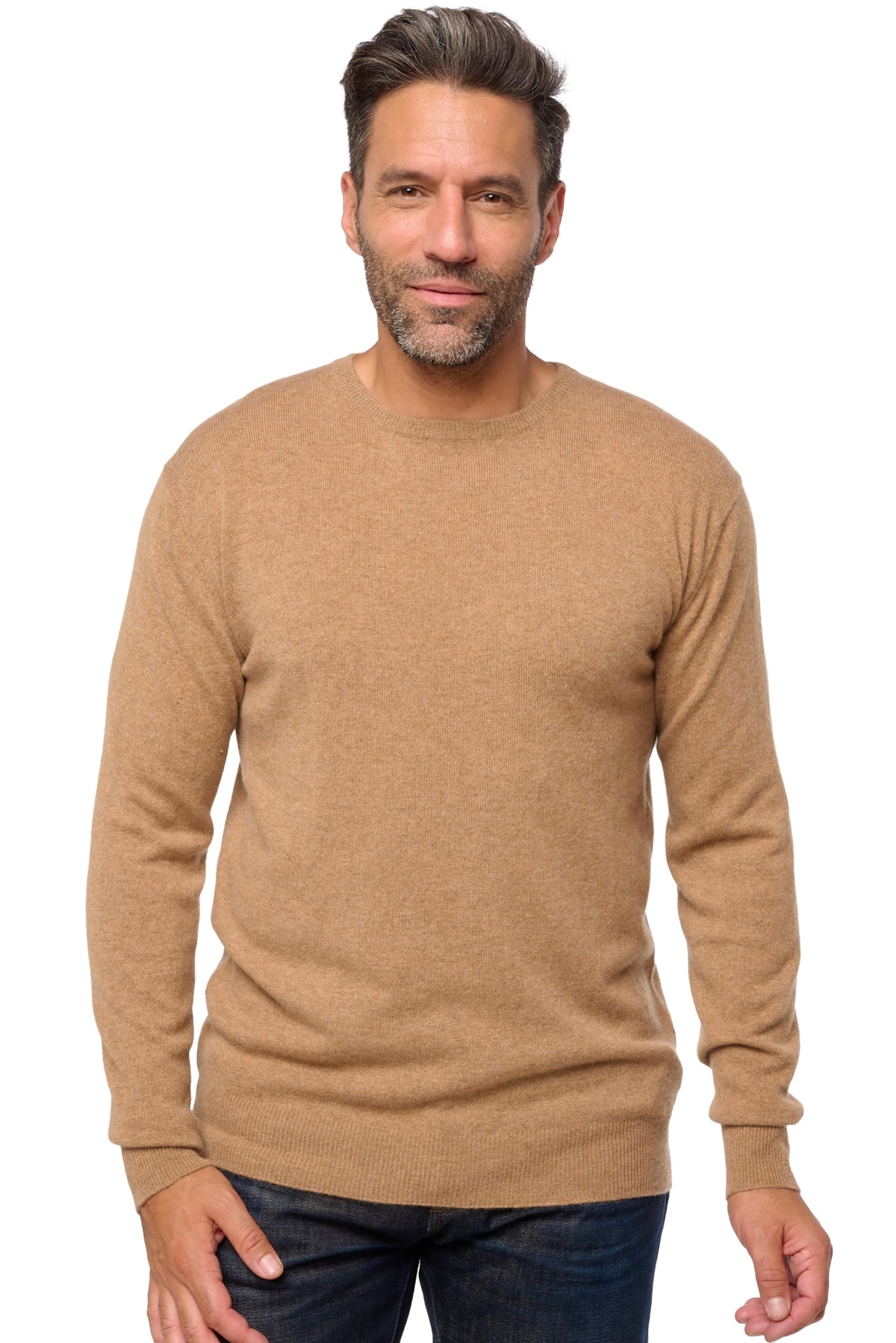 Keaton men's cashmere - marl camel - Mahogany