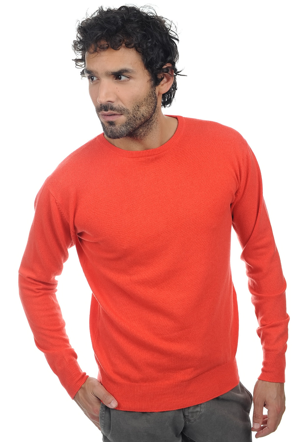 Keaton men's cashmere - bright coral - Mahogany