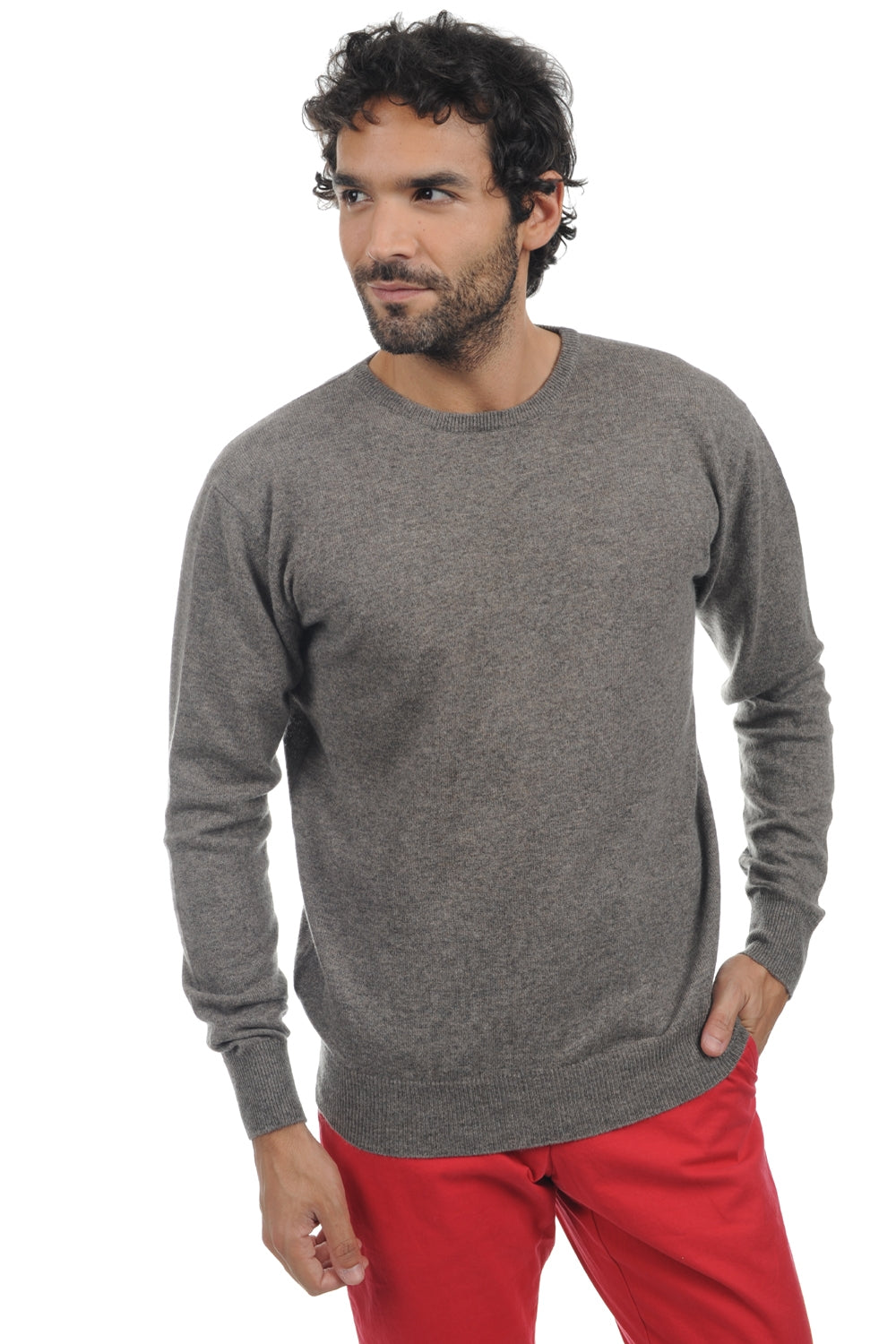 Keaton men's cashmere - marl marmot - Mahogany