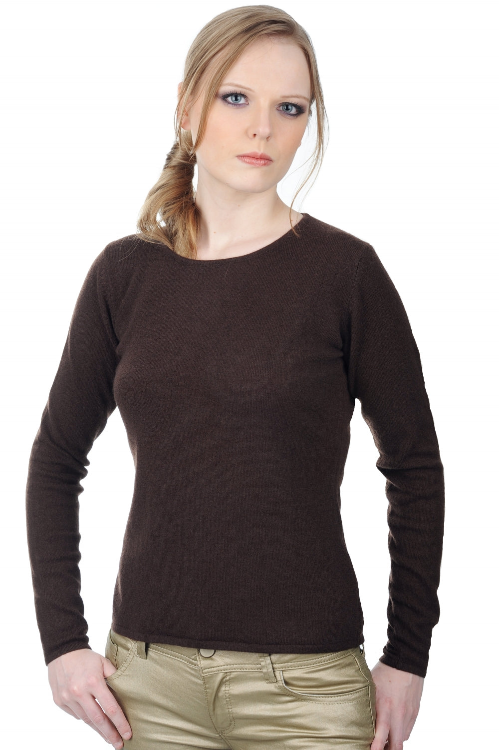 Line women's cashmere jumper - cappuccino - Mahogany