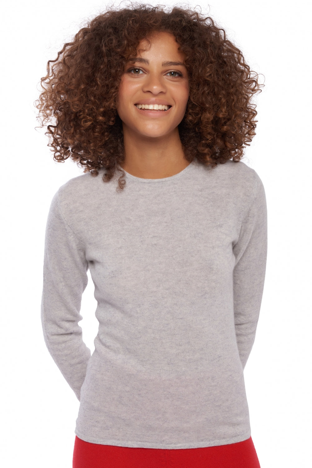 Line women's cashmere jumper - flannel marl - Mahogany