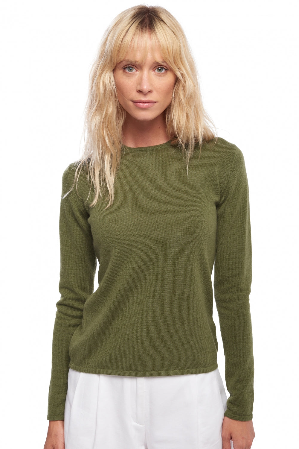 Line women's cashmere jumper - khaki - Mahogany
