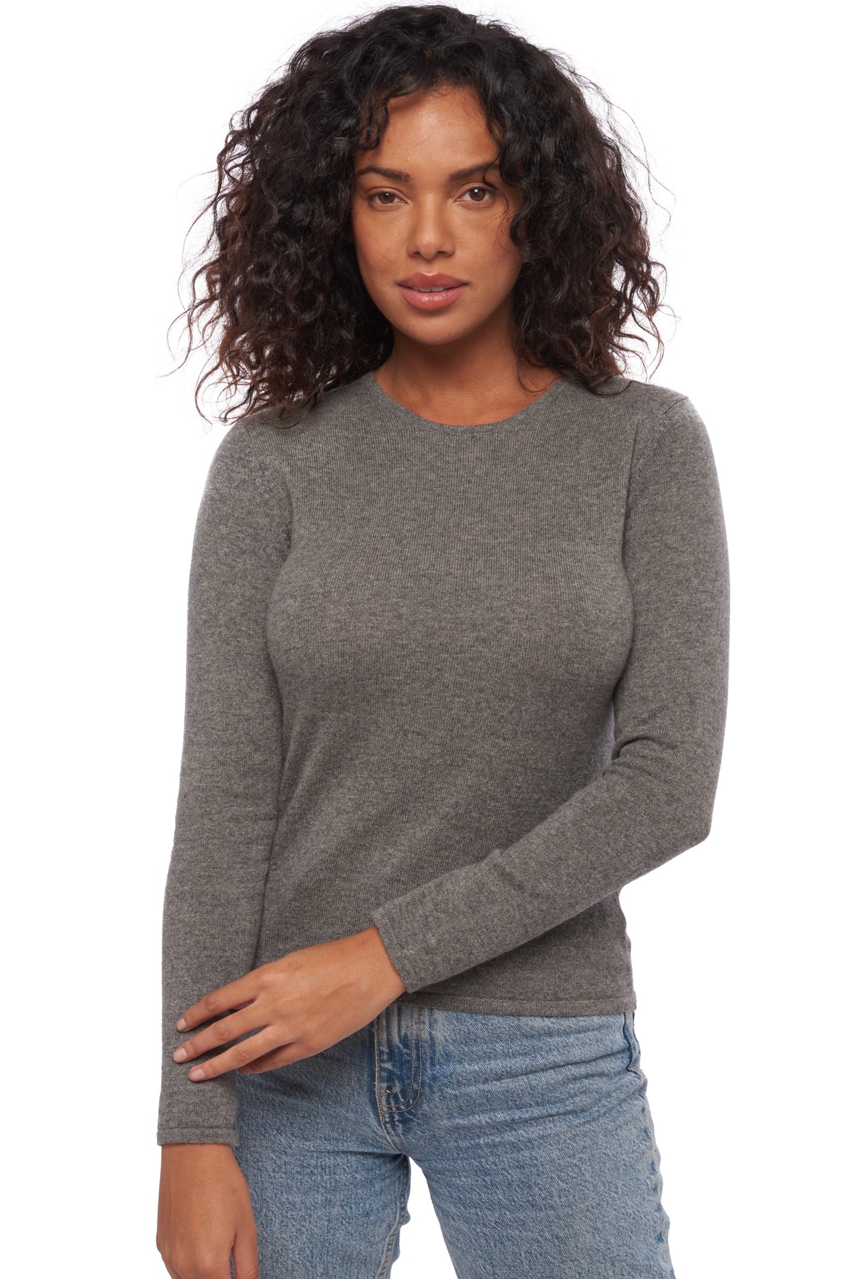 Line women's cashmere jumper - marmotte marl - Mahogany