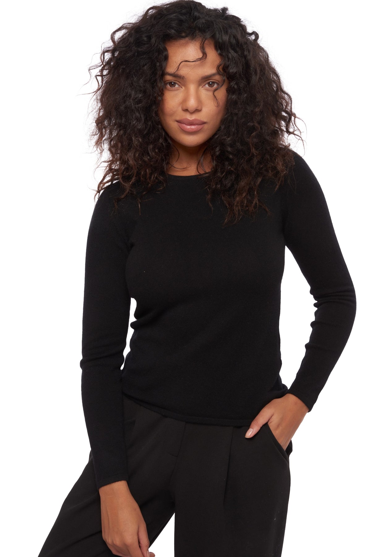 Line women's cashmere jumper - black - Mahogany