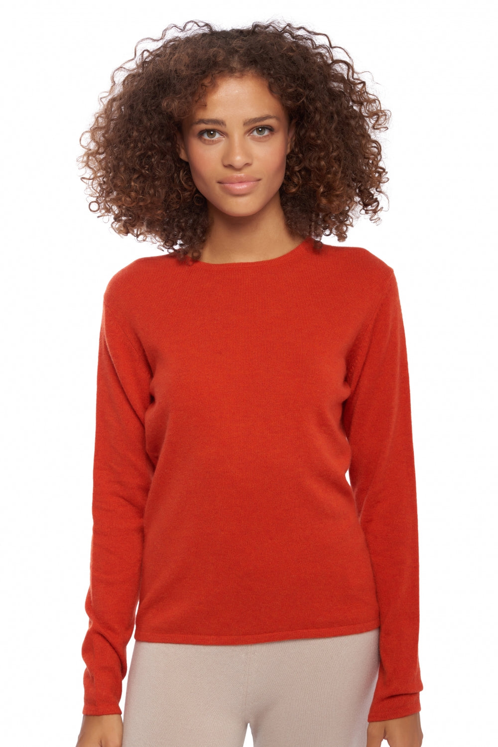 Line women's cashmere jumper - paprika - Mahogany