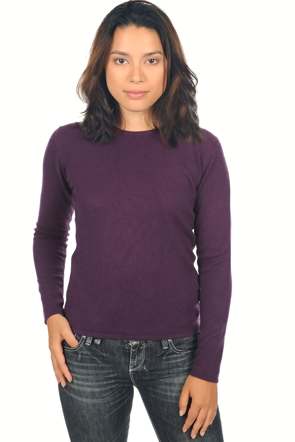 Line women's cashmere jumper - plum - Mahogany