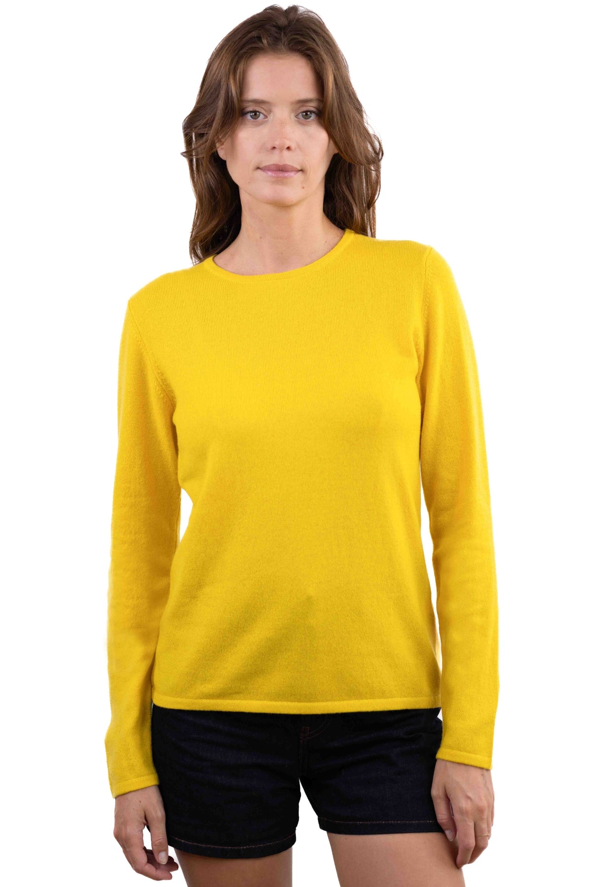 Line women's cashmere jumper - sunflower - Mahogany