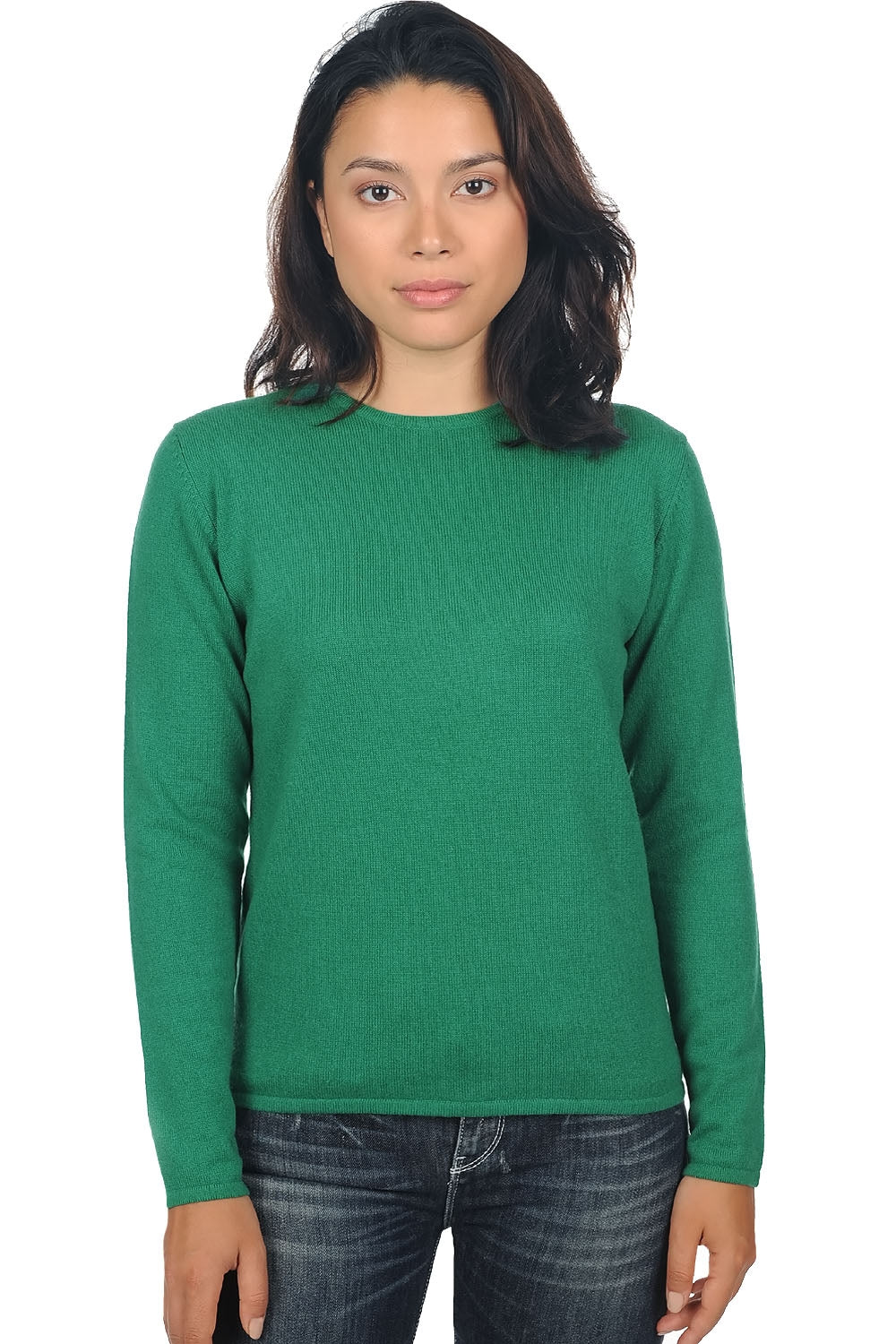 Line women's cashmere jumper - English green - Mahogany