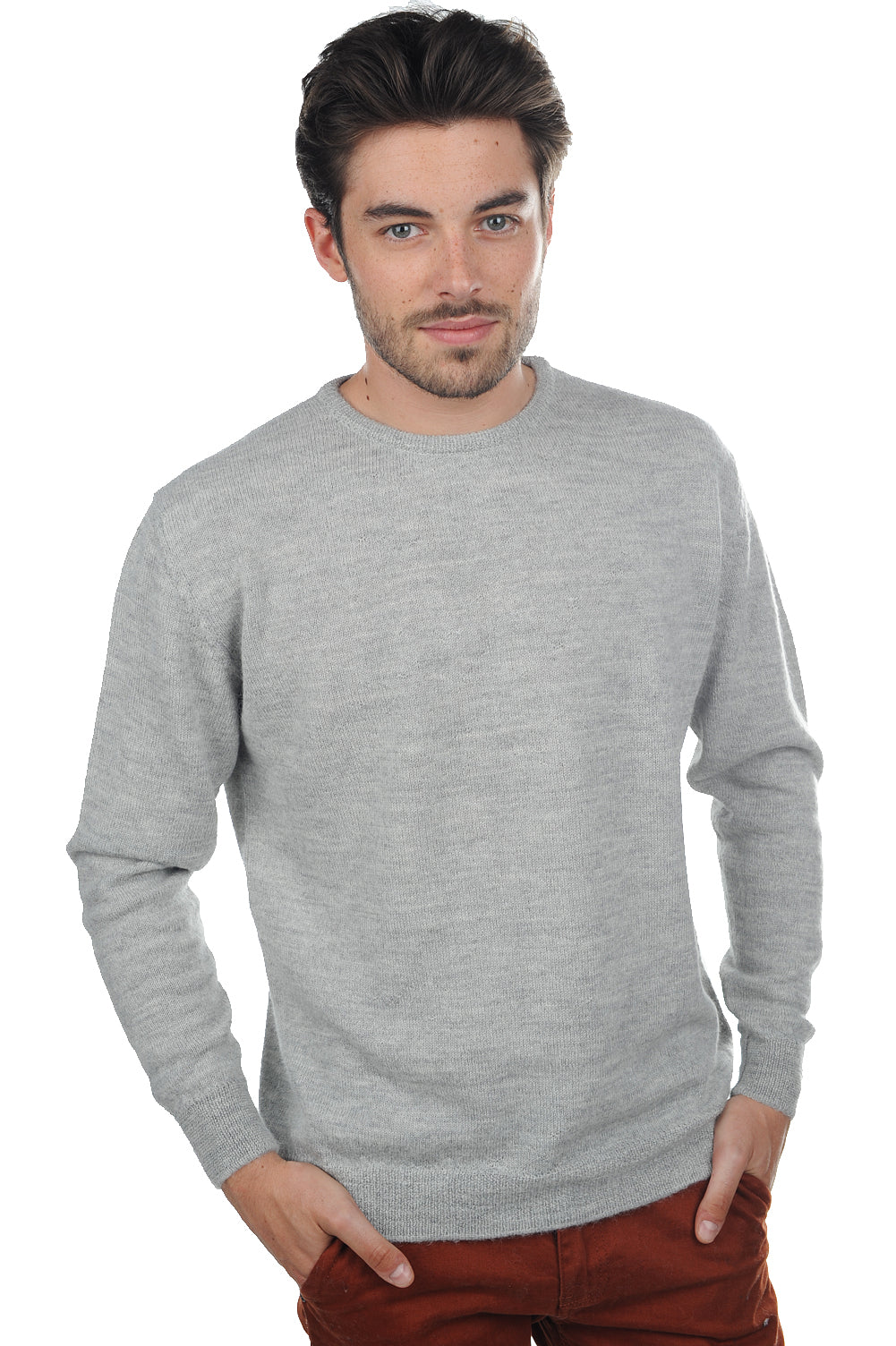 Nestor-Alpaga in baby alpaca men's - flecked flannel - Mahogany