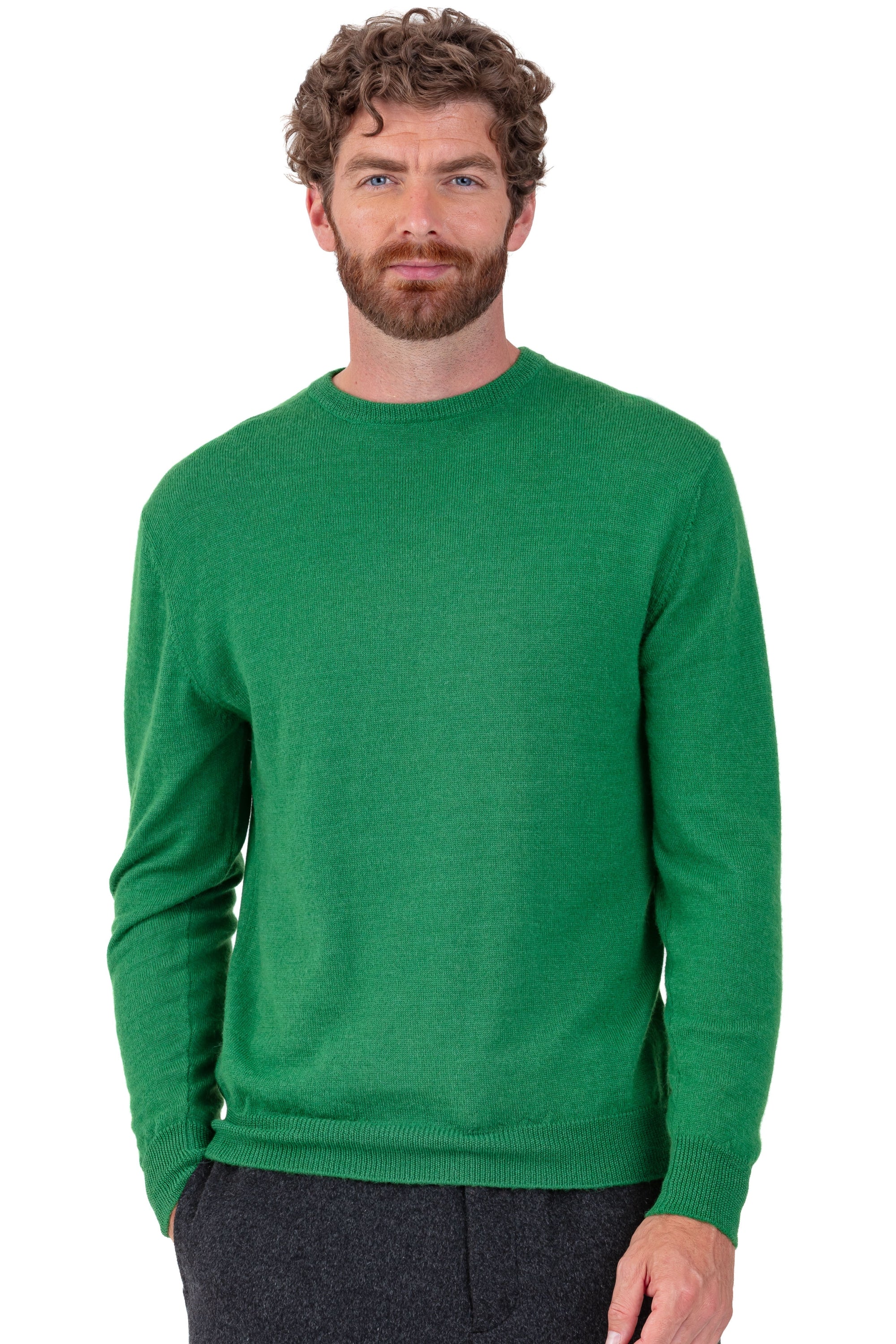 Nestor-Alpaga in baby alpaca men's - green leaf - Mahogany