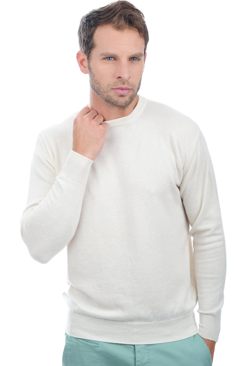 Nestor men's cashmere jumper - ecru - Mahogany