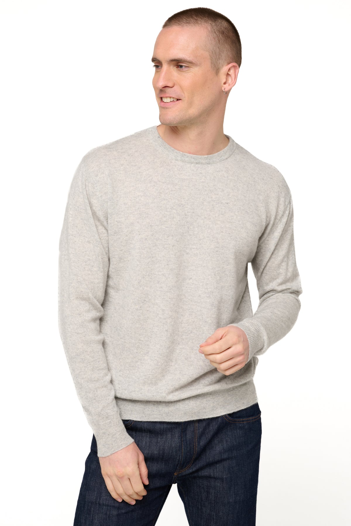 Nestor men's cashmere jumper - flannel marl - Mahogany