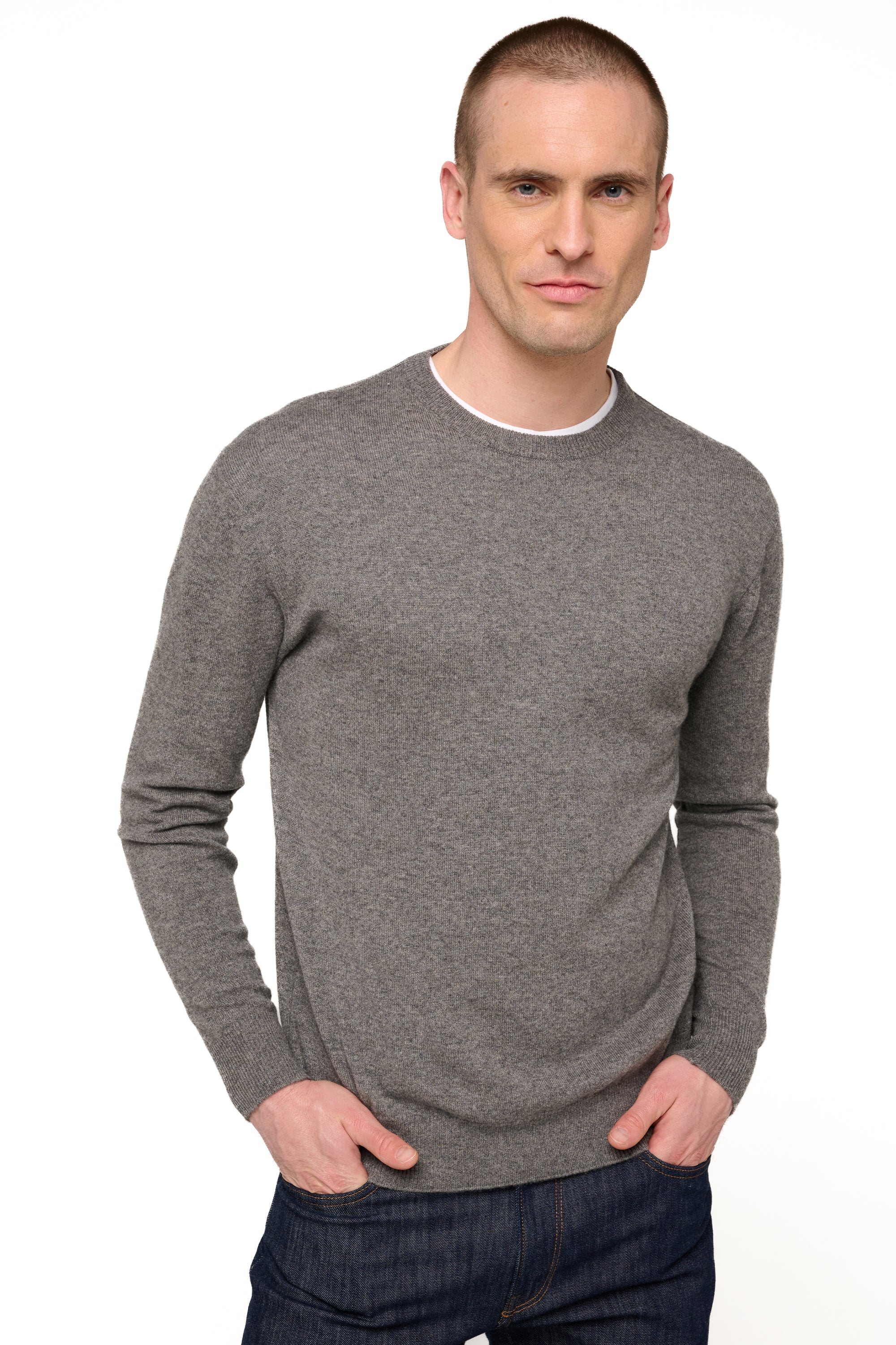 Nestor men's cashmere jumper - marmotte marl - Mahogany