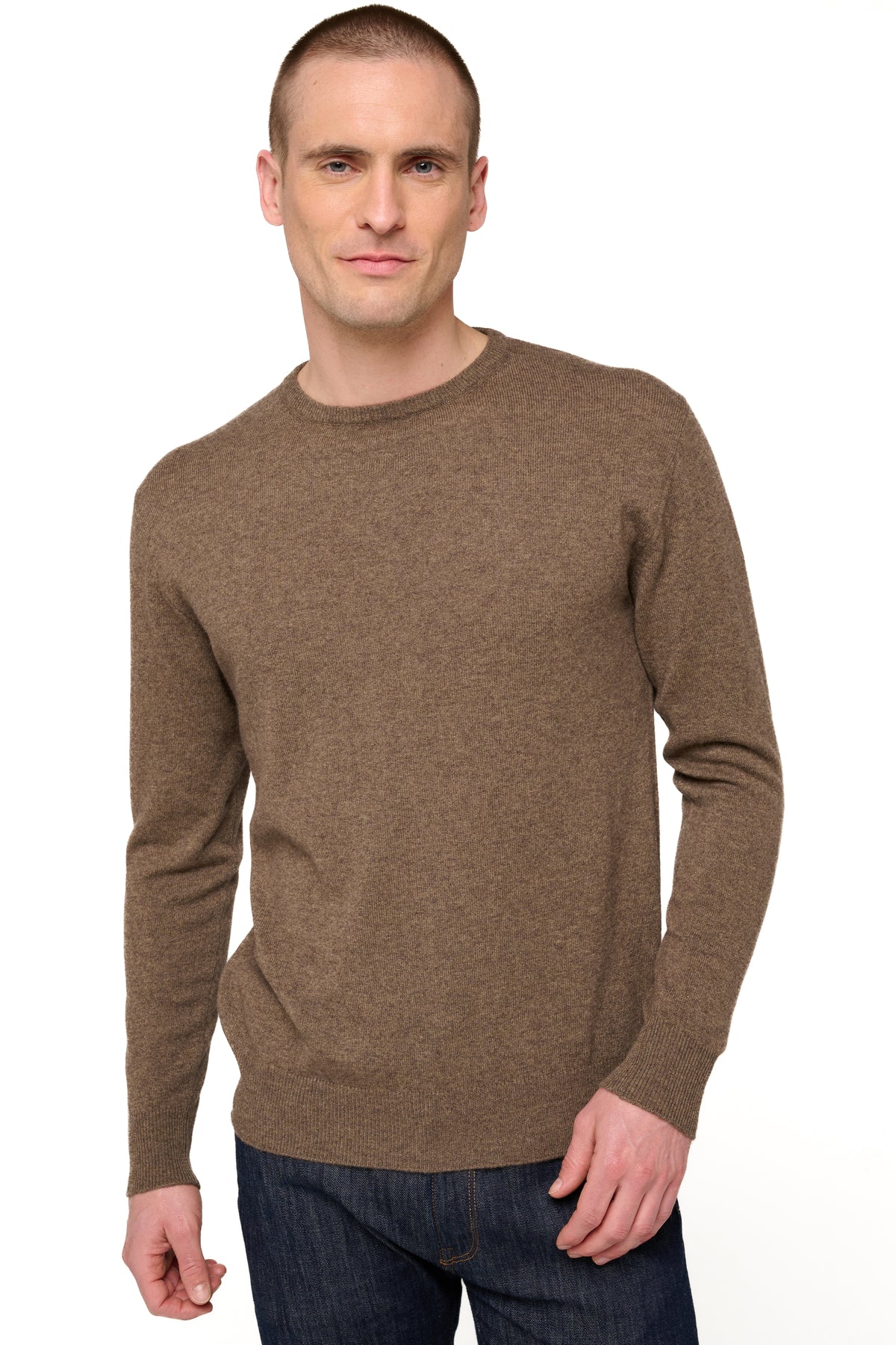 Nestor men's cashmere jumper - natural dark brown - Mahogany
