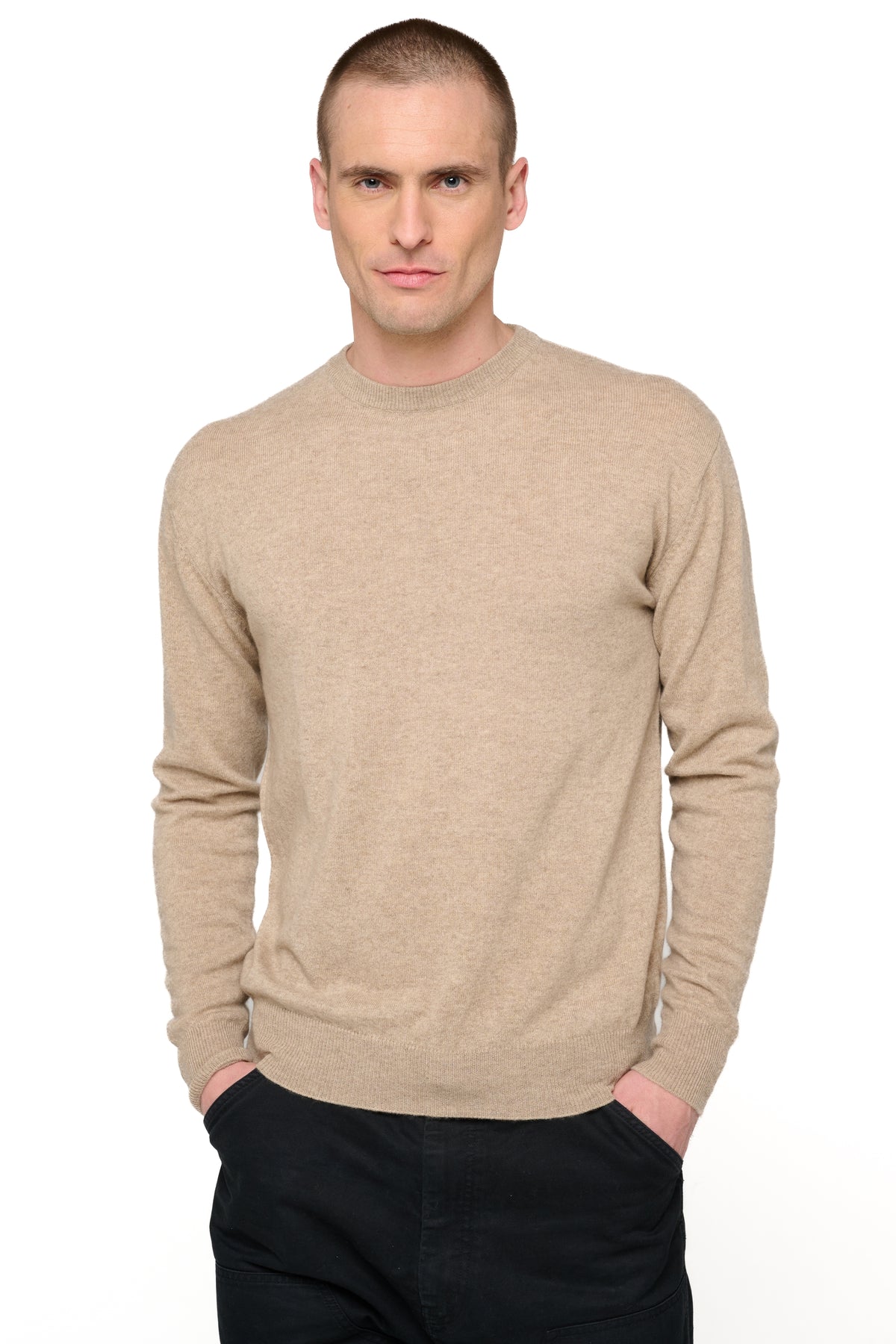 Nestor men's cashmere jumper - natural stone - Mahogany