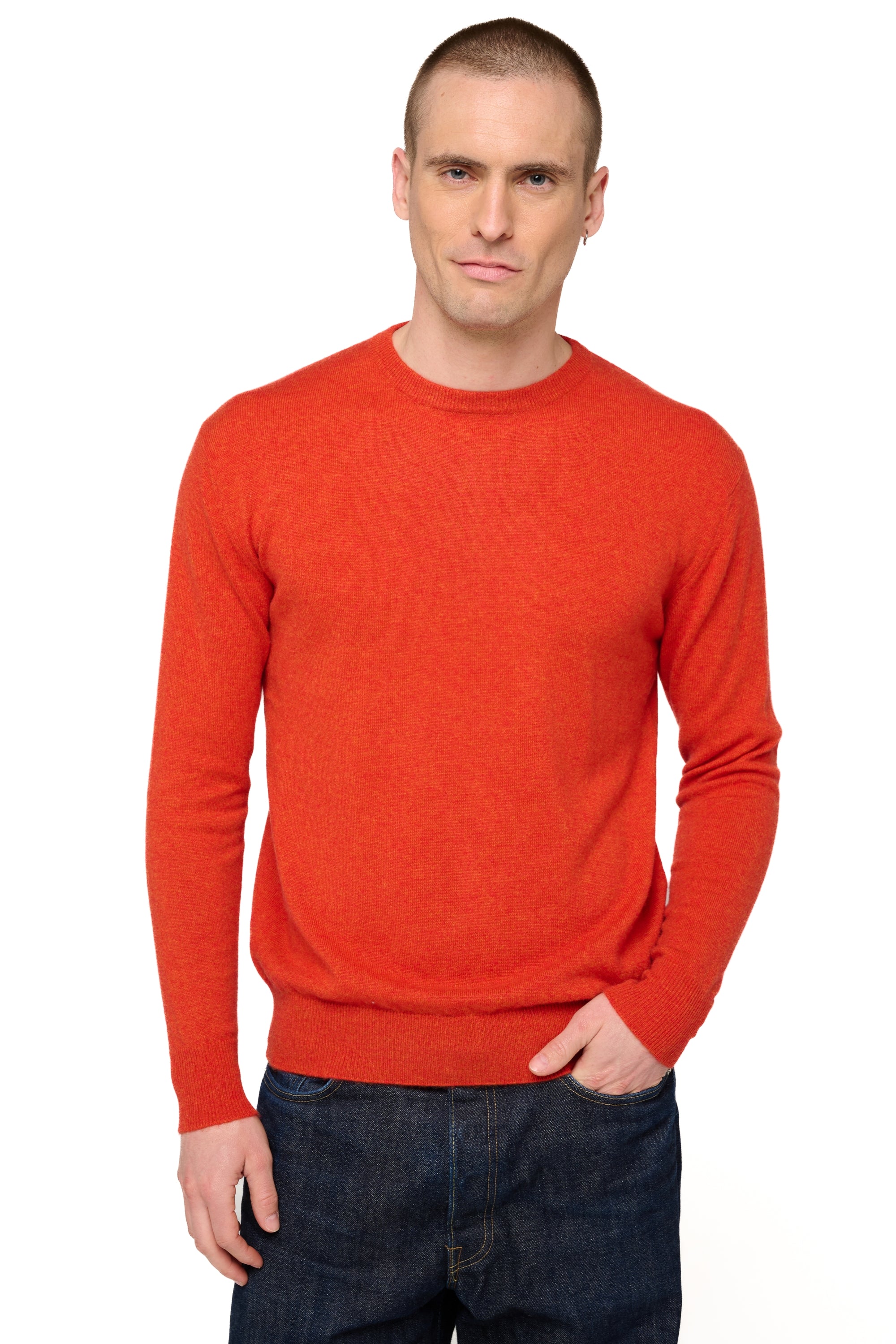 Nestor men's cashmere jumper - paprika - Mahogany