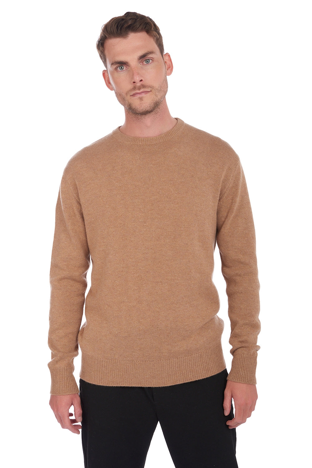 Nestor 4F men's cashmere jumper - marl camel - Mahogany