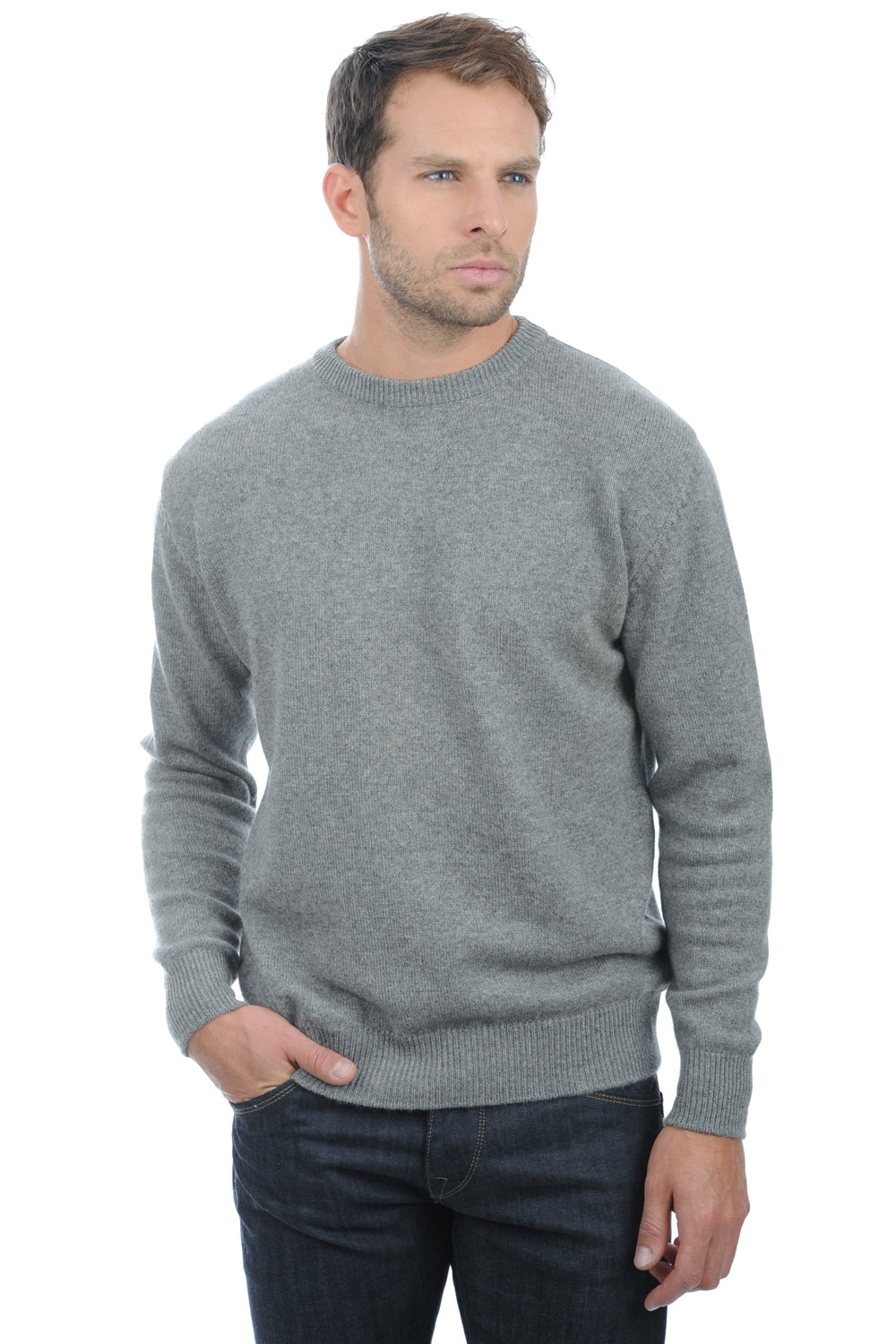 Nestor 4F men's cashmere jumper - grey marl - Mahogany