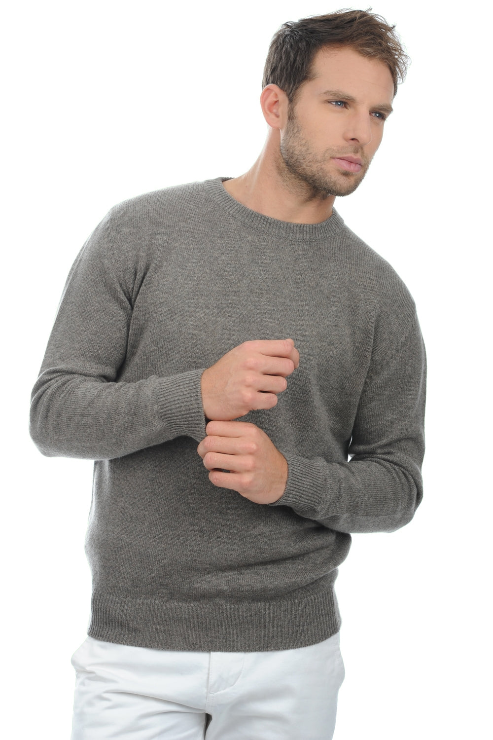 Nestor 4F men's cashmere jumper - marmotte marl - Mahogany