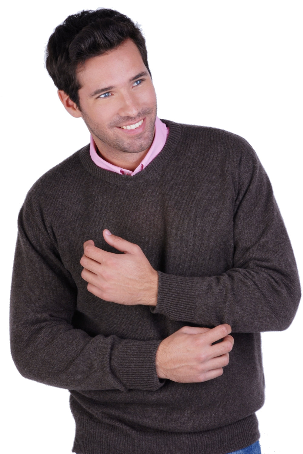 Nestor 4F men's cashmere jumper - brown marl - Mahogany