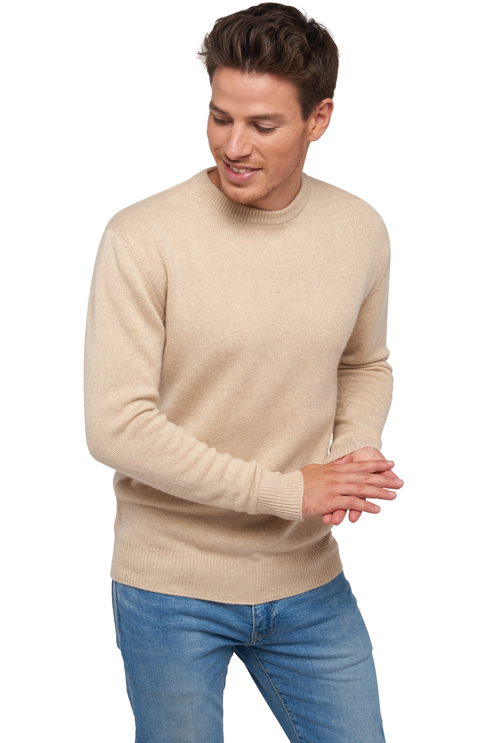 Nestor 4F men's cashmere jumper - natural beige - Mahogany
