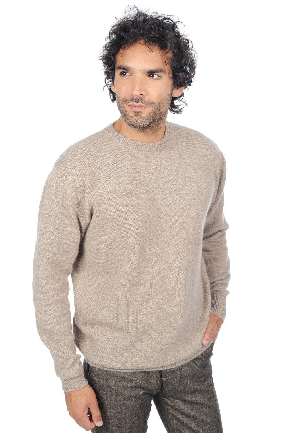 Nestor 4F men's cashmere jumper - natural brown - Mahogany