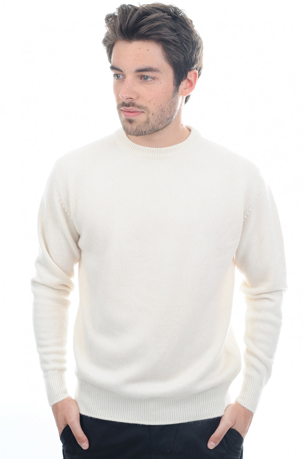 Nestor 4F men's cashmere jumper - natural ecru - Mahogany