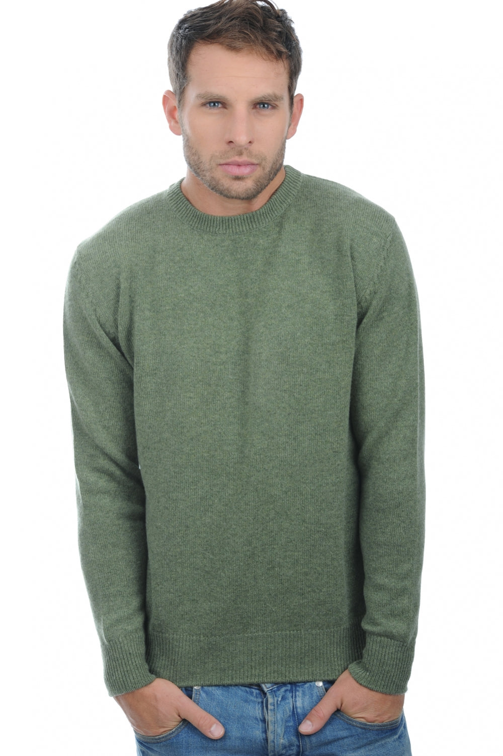Nestor 4F men's cashmere jumper - green marl - Mahogany
