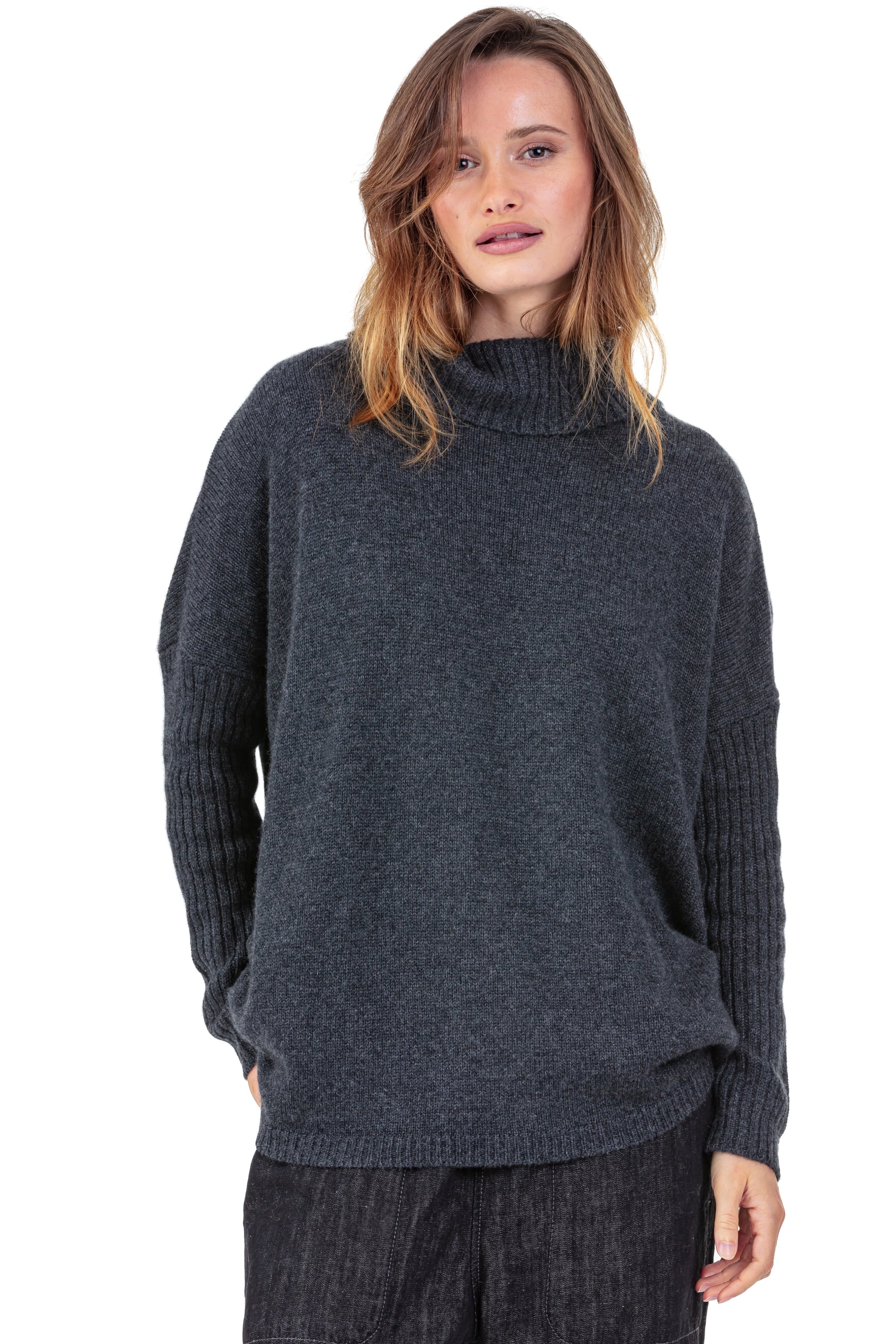 Paprikae in cashmere for women - View 3 - anthracite marl - Mahogany