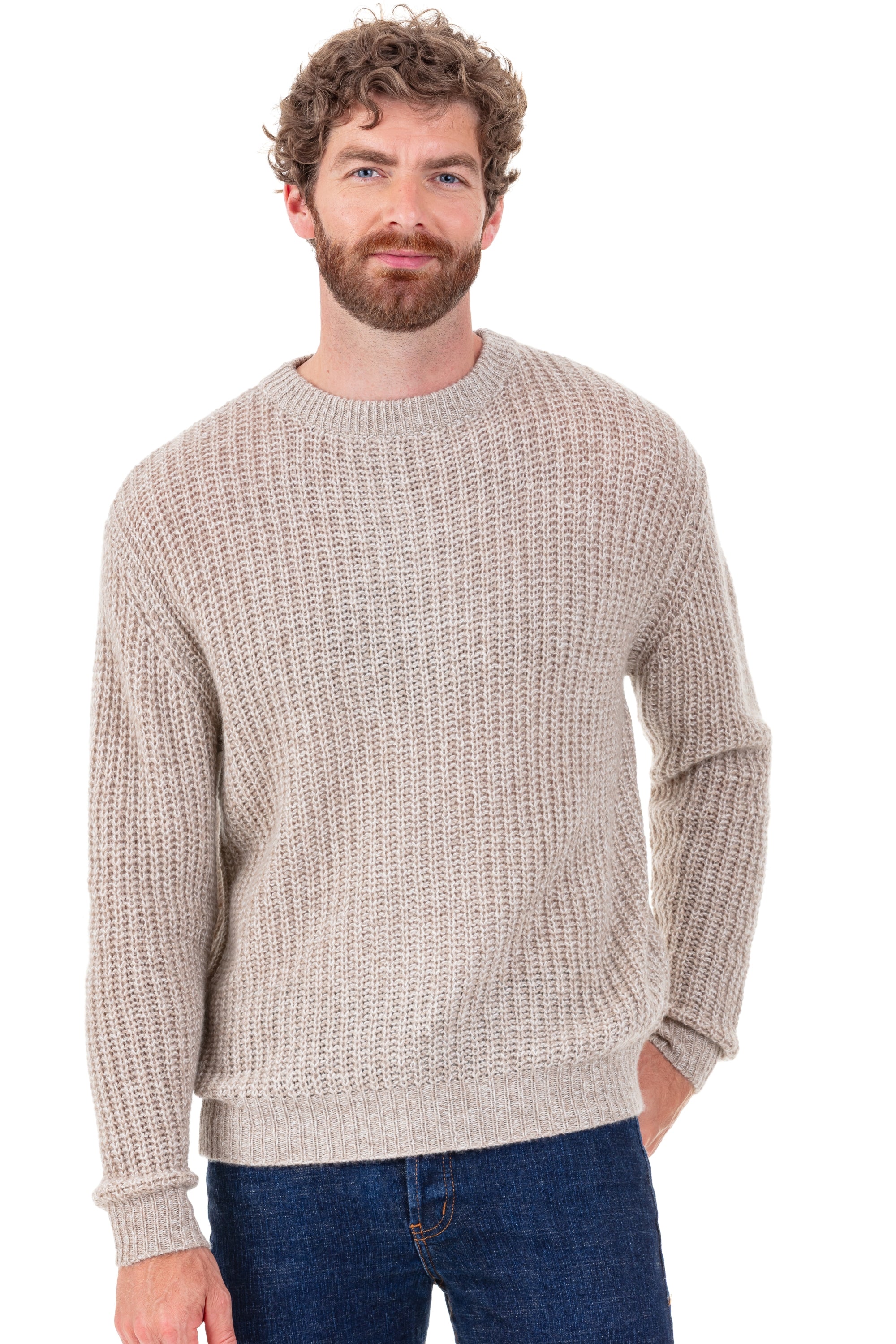 Paulin cashmere men's jumper - natural brown / natural écru - Mahogany