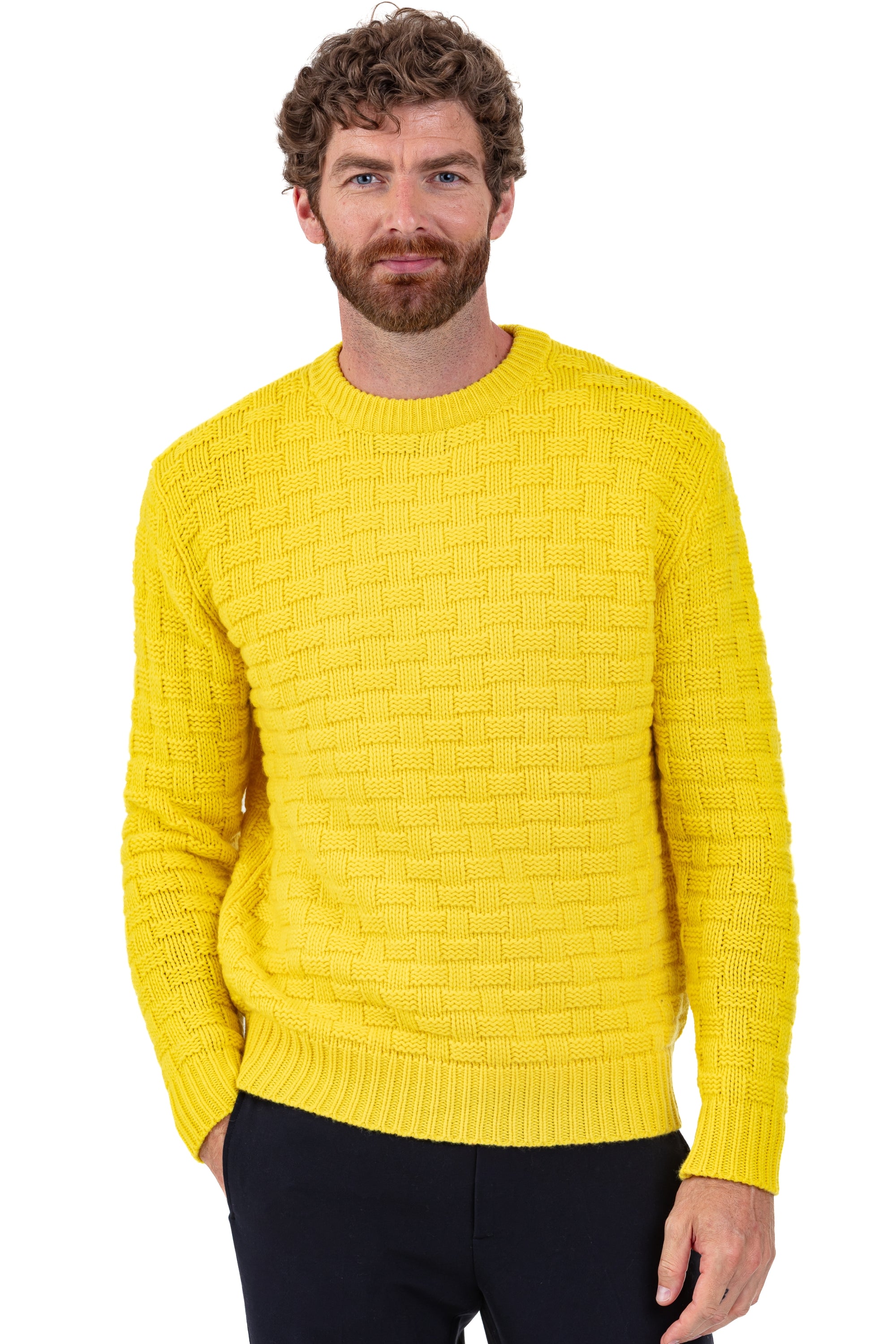 Cashmere jumper, 100% Cashmere, men, crew neck, straight cut, long sleeves, graphic, chunky / 6 ply and +, cable knit, Mahogany