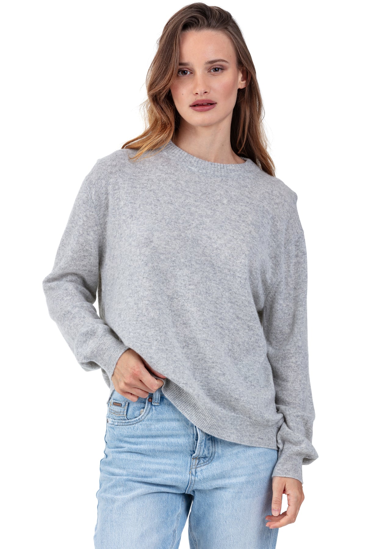 Cashmere jumper, 100% Cashmere, women, round neck, oversized fit, long sleeves, standard / 2 and 4 plies, standard knit, Mahogany