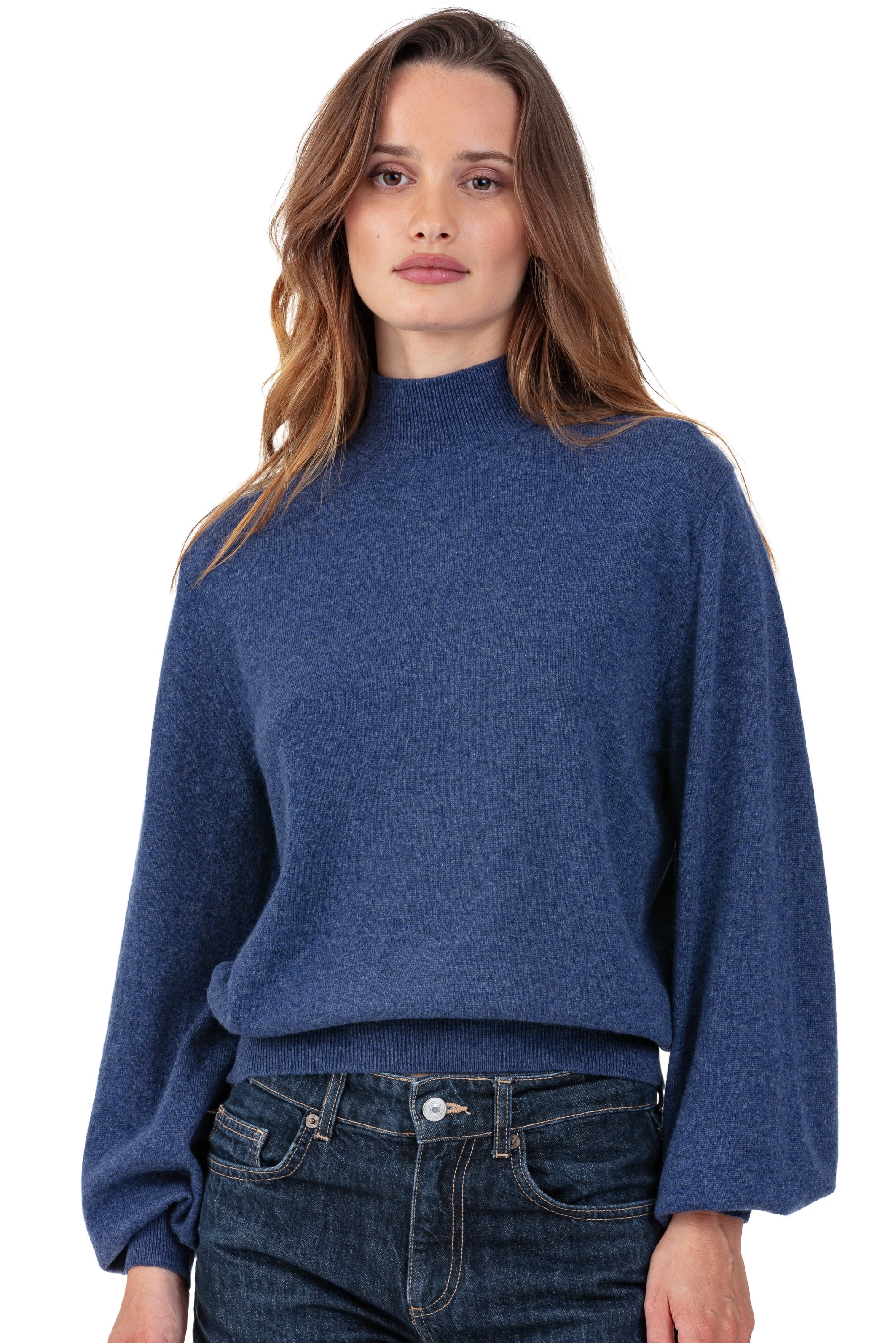 Pia in women's cashmere - View 1 - indigo - Mahogany