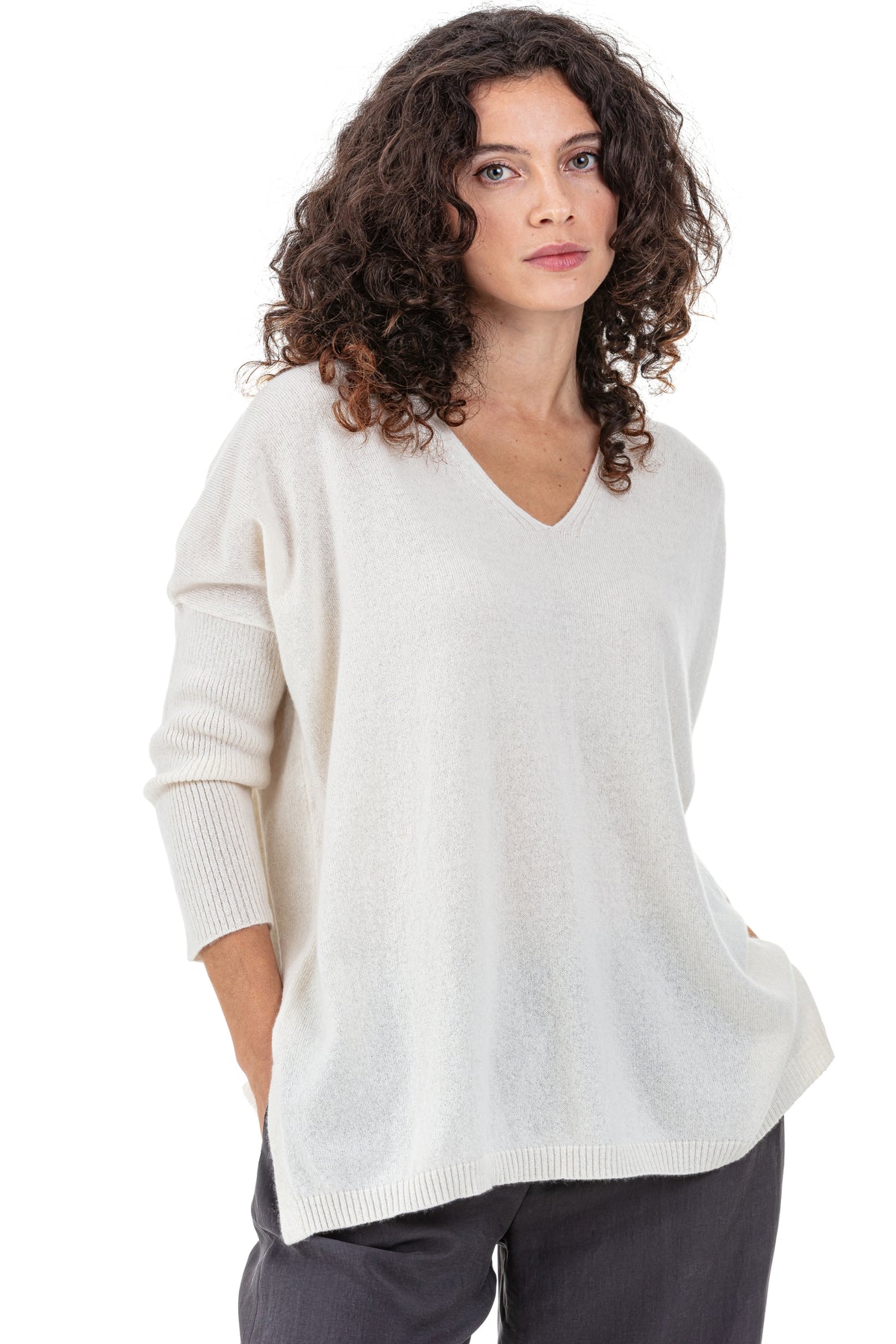 Pippa cashmere women's jumper - natural écru - Mahogany