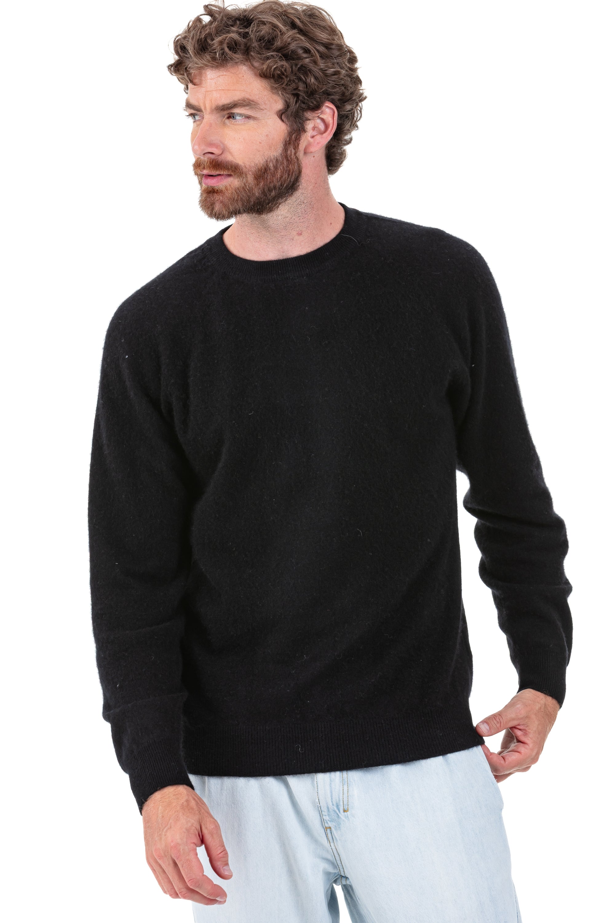 Cocoon cashmere jumper, 100% Brushed Cashmere, men, crew neck, straight cut, long sleeves, fine, , Mahogany