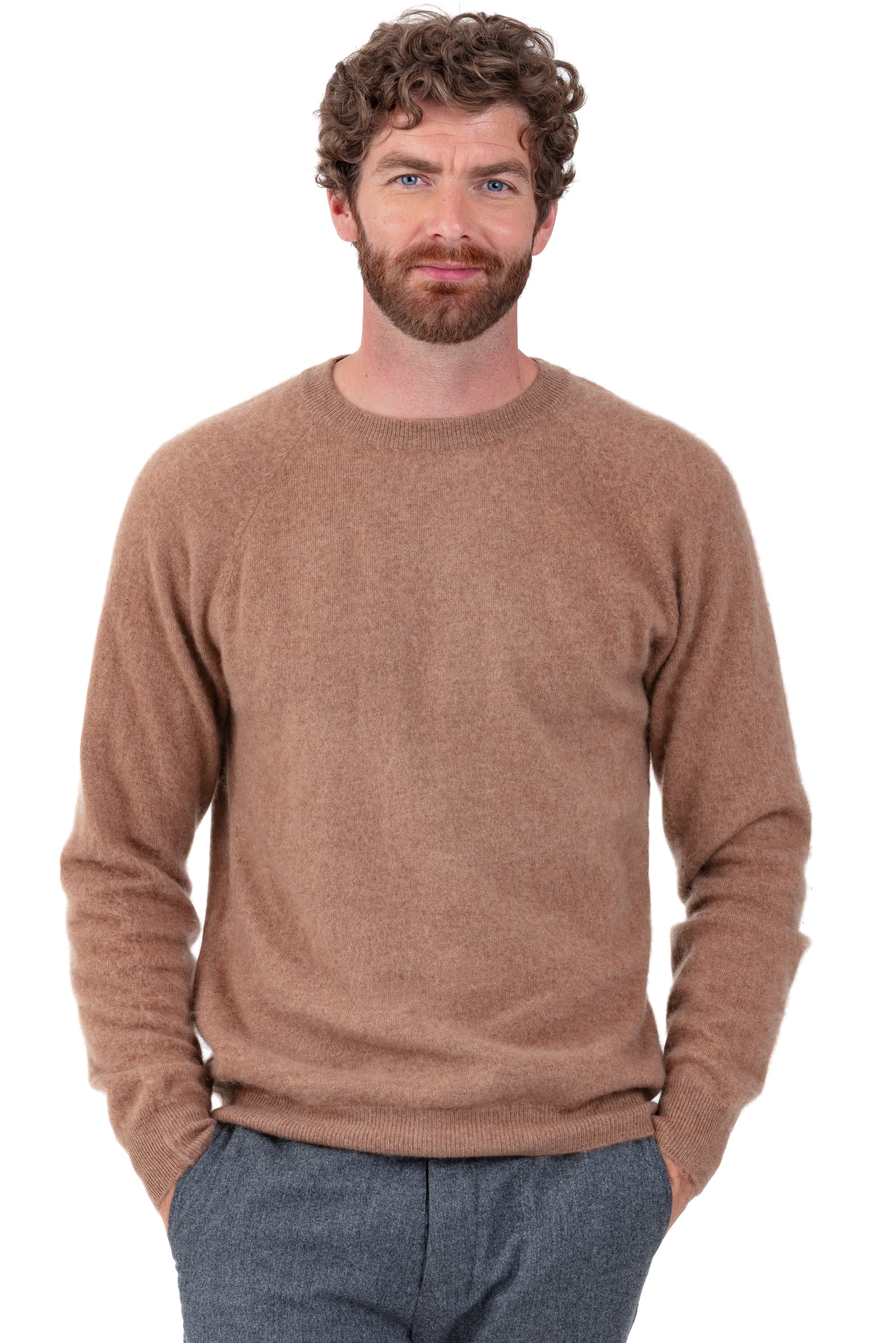 Prince men's cocoon cashmere jumper - camel - Mahogany