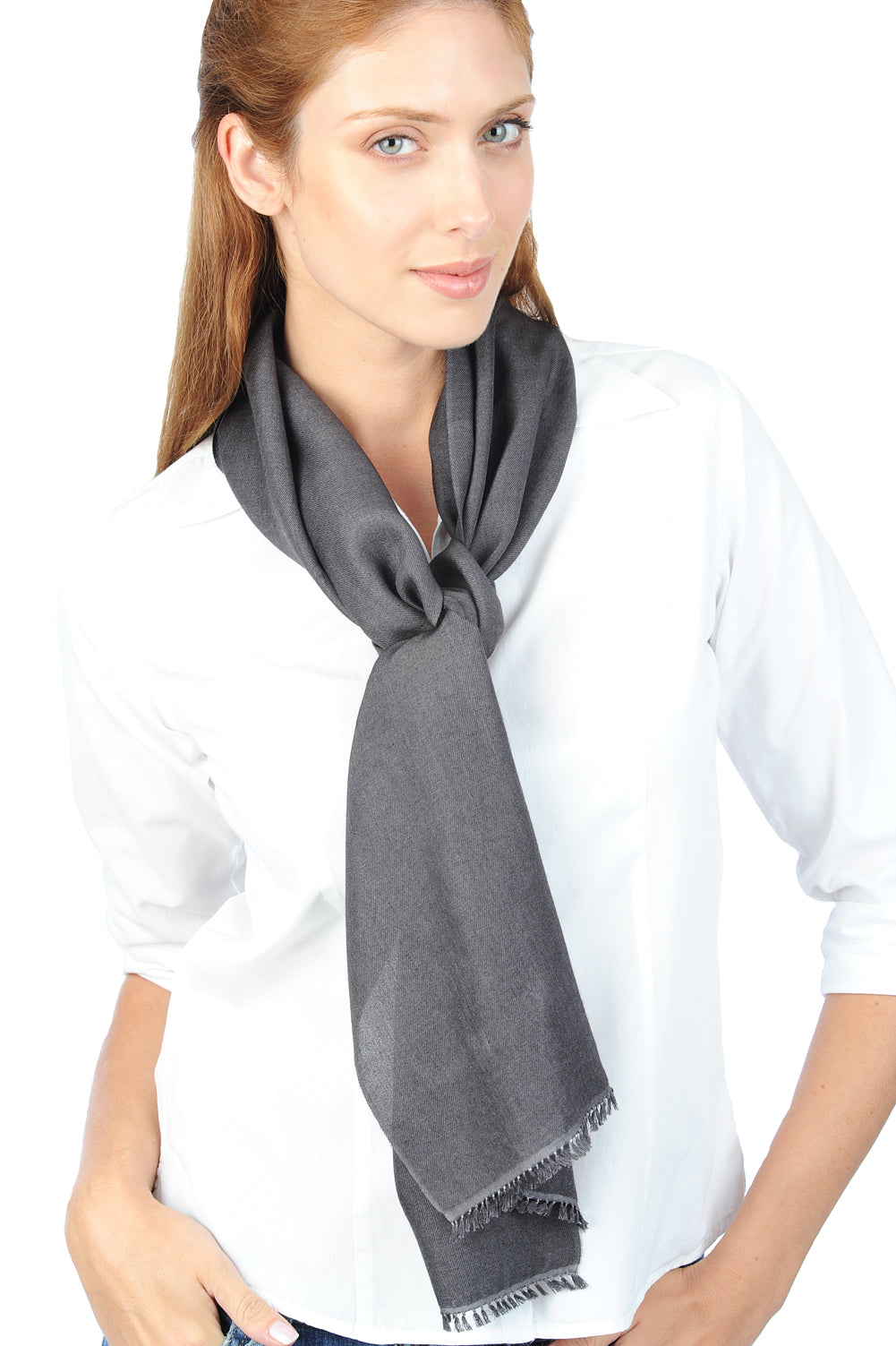 Women's cashmere and silk Scarva scarf - carbon - Mahogany