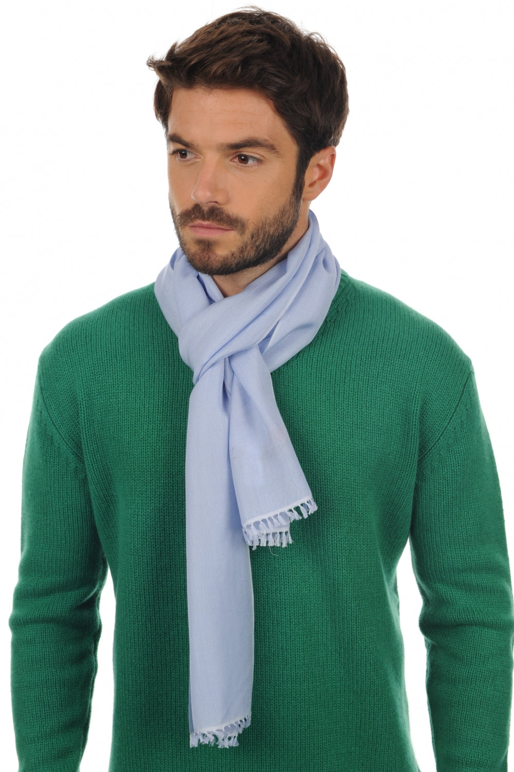 Women's cashmere and silk Scarva scarf - sky blue - Mahogany