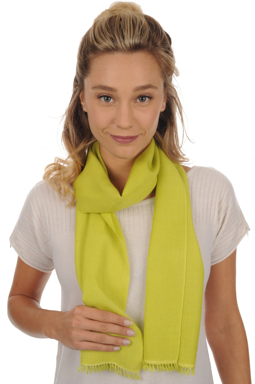 Women's cashmere and silk Scarva scarf - kiwi - Mahogany