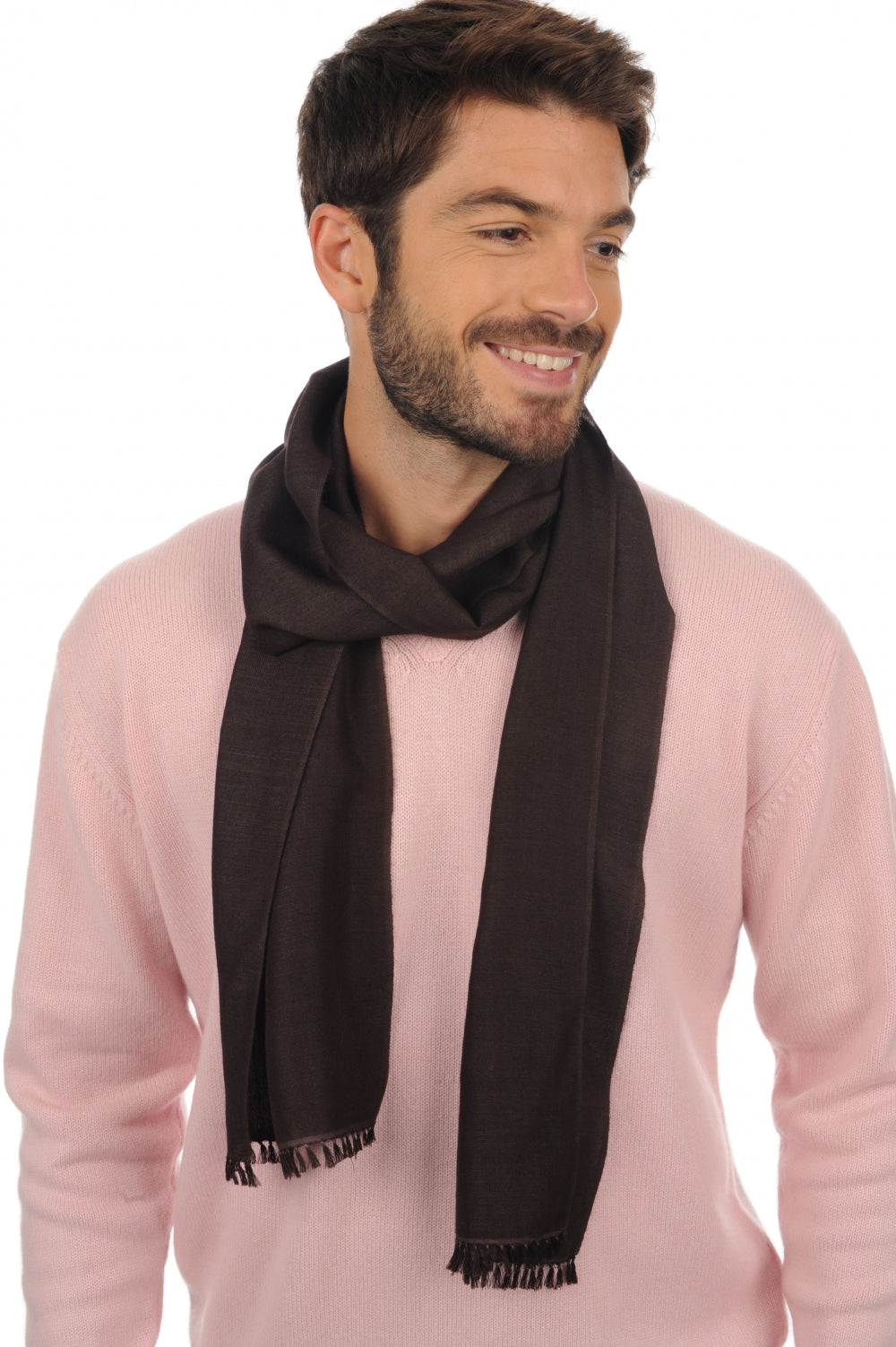 Women's cashmere and silk Scarva scarf - dark brown - Mahogany