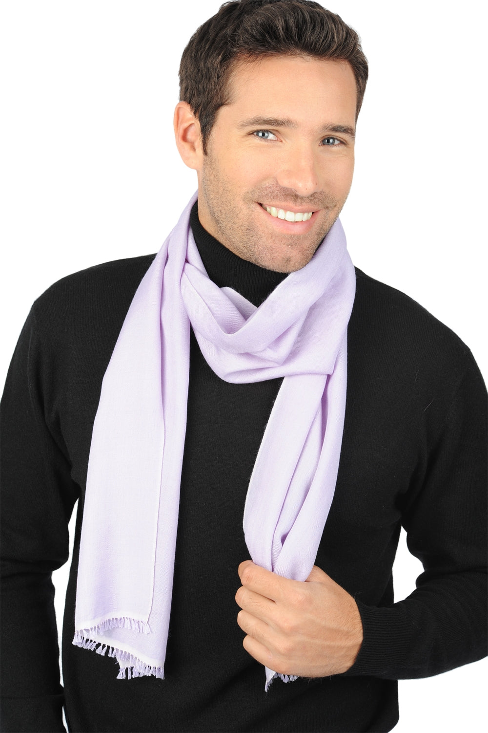 Women's cashmere and silk Scarva scarf - luminous mauve - Mahogany