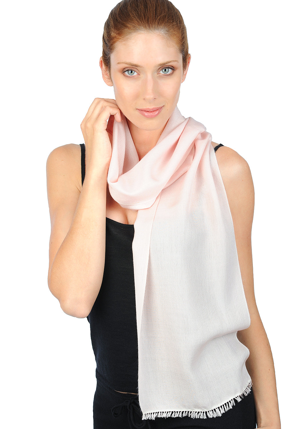 Women's cashmere and silk Scarva scarf - cream pink - Mahogany